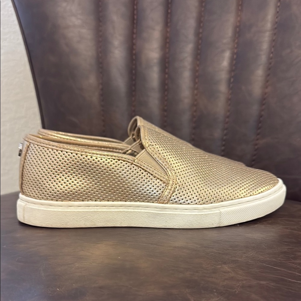 Gold Perforated Slip-On Sneakers